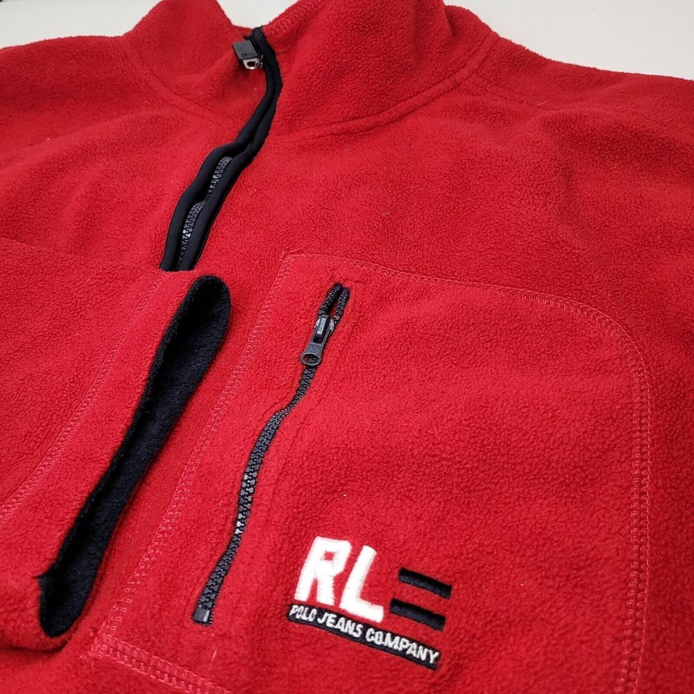 Ralph Lauren RL Polo Jean Co. Red Fleece Men's Size XL‎ Zip Shirt Sweater